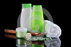 Set for spa-procedures On black background