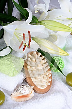 Set for spa-procedures on towel