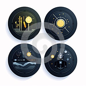 Set of space and astronomy icons in flat style. Vector illustration