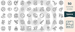 Set of space icons. Thin linear style icons Pack. Vector Illustration