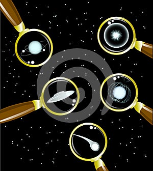 Set of space objects. EPS10 vector illustration