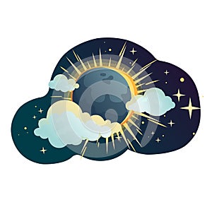 Set of space and solar eclipse composition .