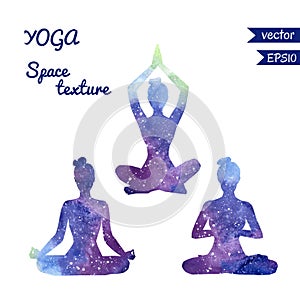 Set of space yoga silhouettes