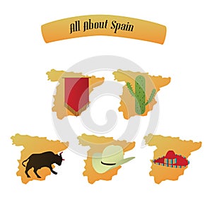 set of spain icons. Vector illustration decorative design