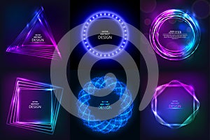 Set of sparkling neon banners