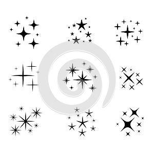 set of sparkling star icon element design