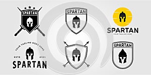 set of spartan troops mask logo vector illustration design