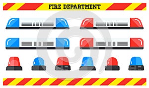 Set of Special Flashers of Emergency Fire Dept Department