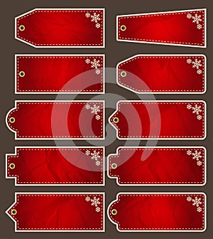 Set of special red paper labels for christmas, vector