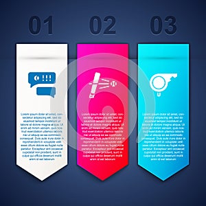 Set Speech bubble chat baseball, Baseball bat with and Whistle. Business infographic template. Vector