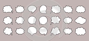 Set of speech bubble text, social media chat, message box. Empty text bubbles in various shapes, comment, dialogue balloon