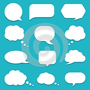 Set of speech bubble, textbox cloud of chat for comment, post, comic. Dialog box icon, message template. Different shape of empty photo