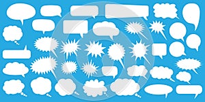 Set of speech bubbles. Blank empty vector white speech bubbles. Cartoon balloon word design.