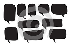 Set of speech bubbles. Blank empty vector white speech bubbles. Cartoon balloon word design.