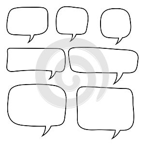 Set of speech bubbles. Blank empty vector white speech bubbles. Cartoon balloon word design.