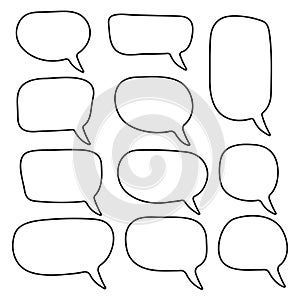 Set of speech bubbles. Blank empty vector white speech bubbles. Cartoon balloon word design.