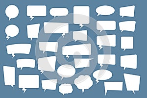 Set of speech bubbles. Blank empty vector white speech bubbles. Cartoon balloon word design.