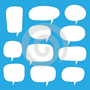 Set of speech bubbles. Blank empty vector white speech bubbles. Cartoon balloon word design.