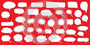 Set of speech bubbles. Blank empty white speech bubbles. Cartoon balloon word design.