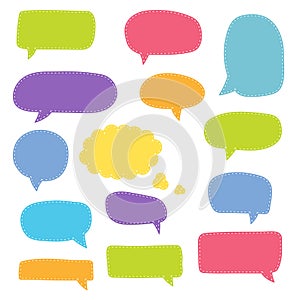 Set of speech bubbles. Blank retro empty comic bubbles. Stickers. Dialog balloons. Vector illustration