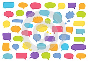 Set of speech bubbles. Blank retro empty comic bubbles. Stickers. Dialog balloons. Vector illustration