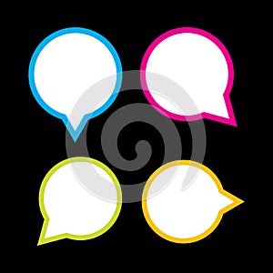 Set of speech bubbles. Vector illustration. Isolated on black background.