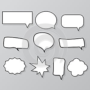 Set of speech bubbles comic stye with shadow