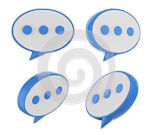 Set of speech bubbles with dot in various angles