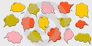 Set of speech bubbles in red, yellow, pink, green colors