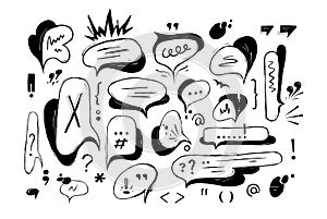 Set of speech bubbles with shadow in comic style.