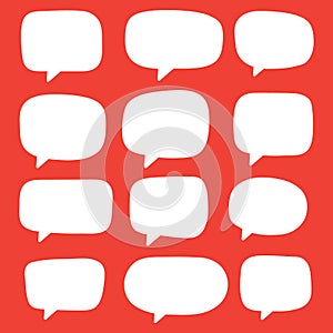 Set of speech bubbles. Speak bubble text, cartoon chatting box. Blank empty message box. Cartoon balloon word design.