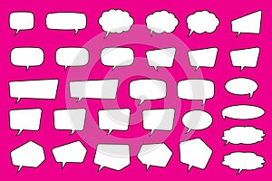 Set of speech bubbles. Speak bubble text, cartoon chatting box, message box. Blank empty cartoon balloon word design.