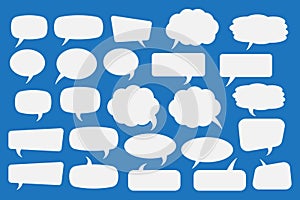 Set of speech bubbles. Speak bubble text, cartoon chatting box, message box. Blank empty speech bubbles. Cartoon balloon design.
