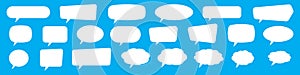Set of speech bubbles. Speak bubble text, cartoon chatting box, message box. Blank empty vector white speech bubbles.