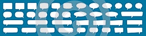 Set of speech bubbles. Speak bubble text, cartoon chatting box, message box. Blank empty white speech bubbles.