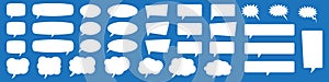 Set of speech bubbles. Speak bubble text, cartoon chatting box, message box. Blank empty white speech bubbles.