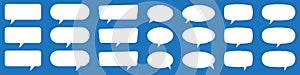 Set of speech bubbles. Speak bubble text, cartoon chatting box, message box. Blank empty white speech bubbles.