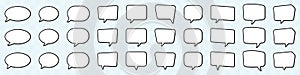 Set of speech bubbles. Speak bubble text, cartoon chatting box, message box.