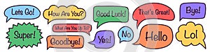 Set of speech bubbles. Talk bubbles isolated on white background. Comic book style. Dialogue or message. Vector illustration