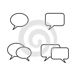 Set of speech bubbles. Vector line icon.