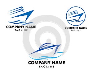 Set of Speed boat logo design template, Sea boat logo design concept