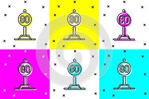 Set Speed limit traffic sign 80 km icon isolated on color background. Vector