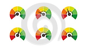 Set of speedometer with low or hard. Easy Normal Hard. Panorama set. Vector illustration