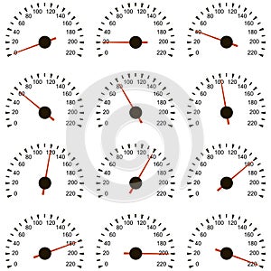 Set of speedometer speed meter