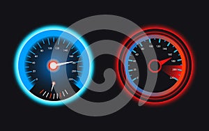Set of speedometers for dashboard.