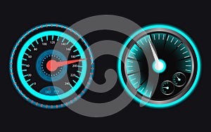 Set of speedometers for dashboard.