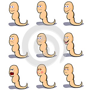 Set of spermatozoon cartoon characters