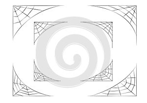 Set of spider web corner on white, vector art