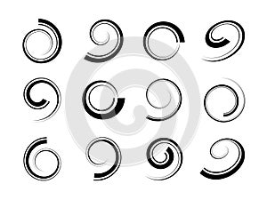 Set of Spiral Design Elements. Abstract Swirl Icons