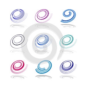 Set of Spiral Design Elements. Abstract Whirl Icons